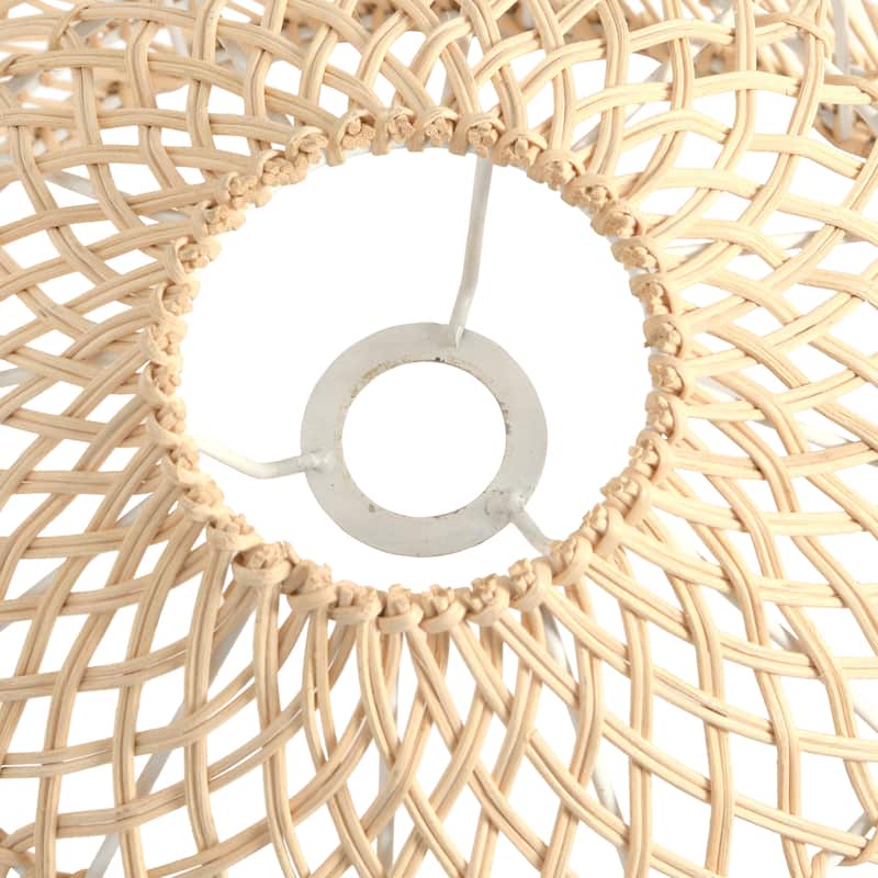 Floor Lamp with Marble Base and Rattan Shade