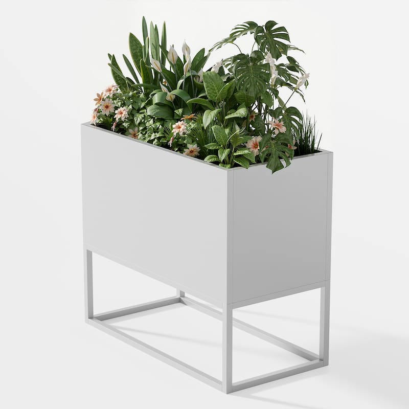 36*18*18 inch Large Metal Rectangular Planter with Shelves and Drainage Holes for Indoor/Outdoor Use, Perfect