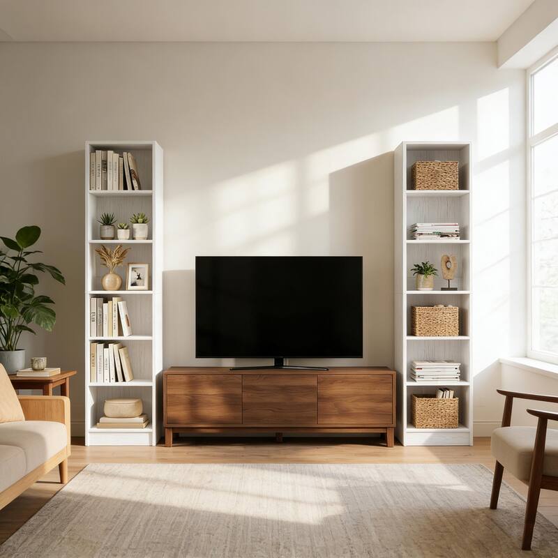 80"H Tall 6-Tier Bookcase With 2 Adjustable Shelves，Modern Open Storage Shelf for Home Office and Bedroom