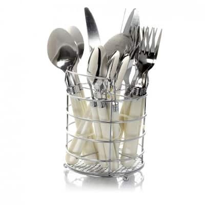Sensations II 16 pc Plastic Handle Flatware, White (1.2mm Tumble Finish)