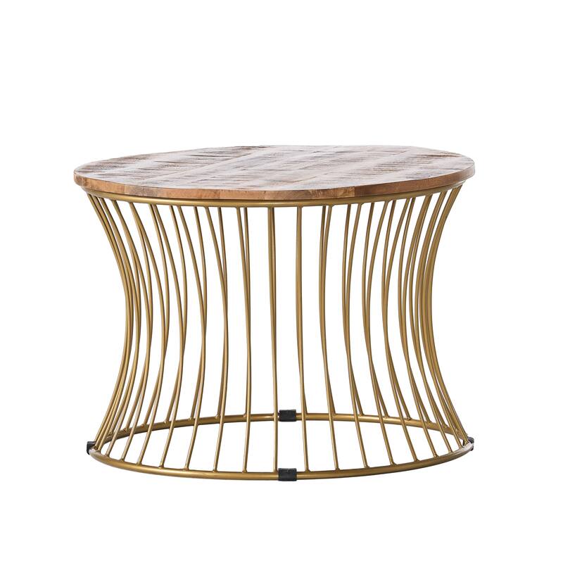 Ameliarae Handcrafted Boho Mango Wood And Iron Coffee Table