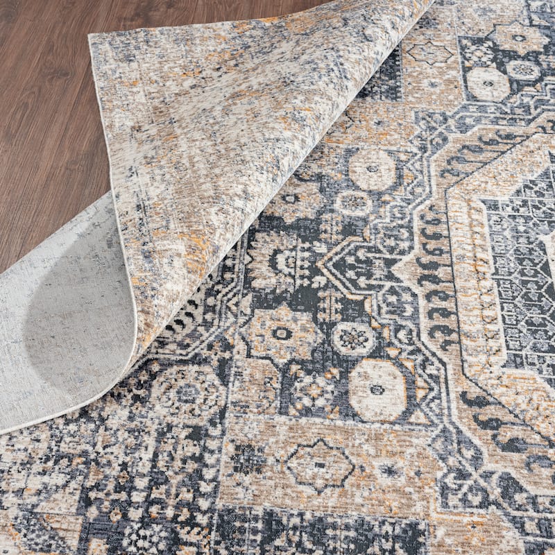 Midnight/Tan Tribal Area Rug
