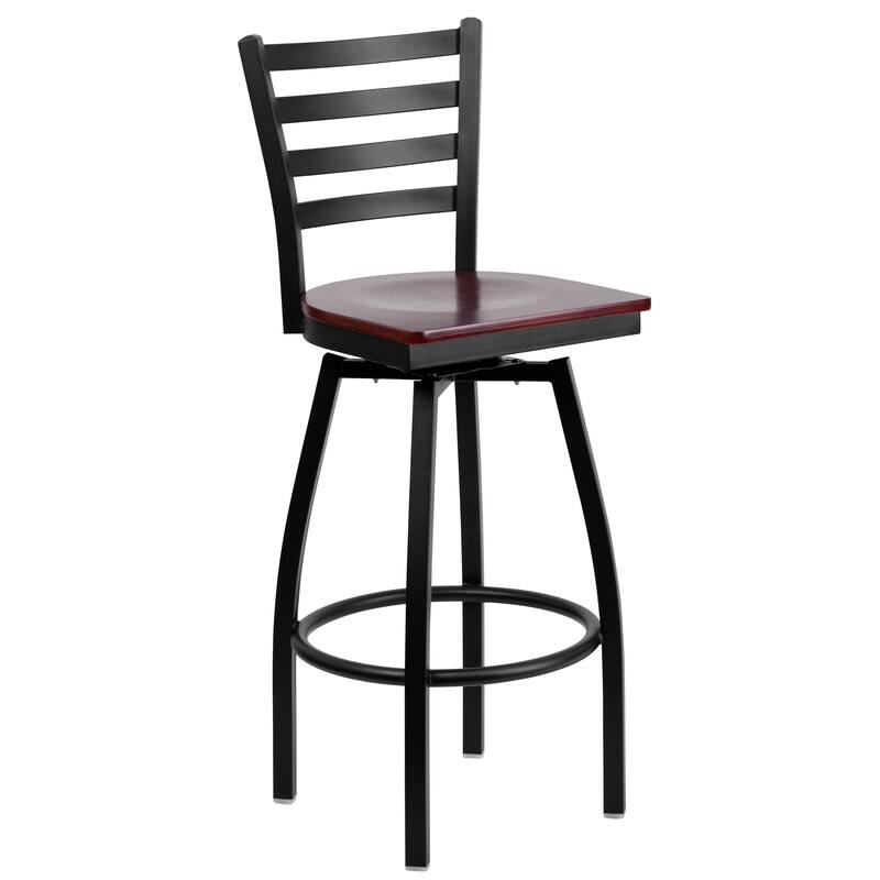 2 Pack Hercules Series Ladder Back Swivel Metal Barstool - 16.5"W x 20.5"D x 44.5"H - 16.5"W x 20.5"D x 44.5"H
