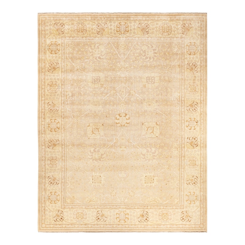 Overton Hand Knotted Wool Vintage Inspired Traditional Mogul Beige Area Rug - 9 x 12