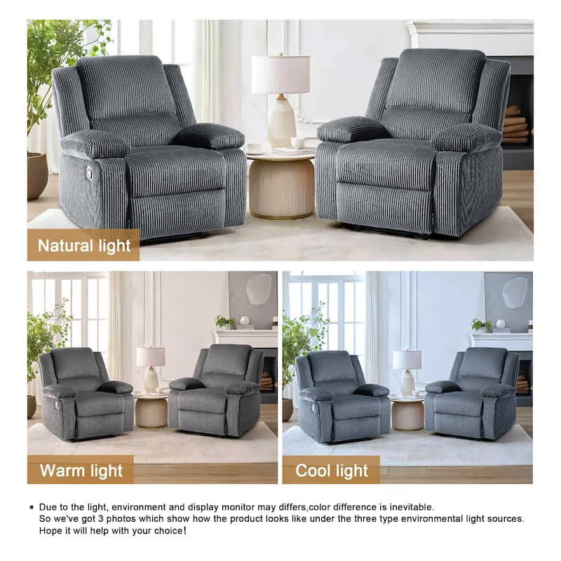 Corduroy Adjustable Recliner Chair Sofa for Living Room