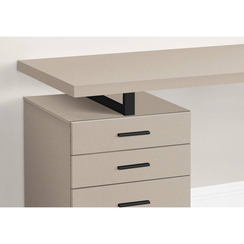 Contemporary Computer Desk with Closed Storage, File Drawer, and Reversible Design for Home or Office Use