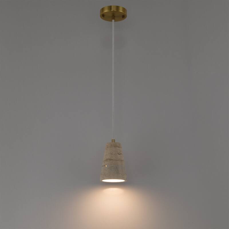 Acroma 1 - Light Natural Stone Cone Pendant Light - 1-light