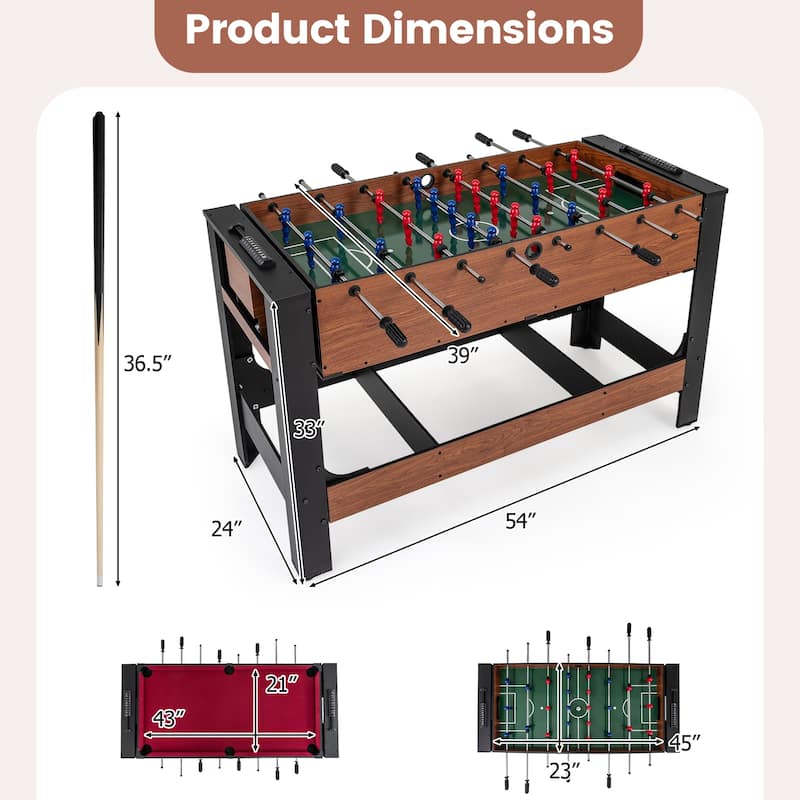 Gymax 2-in-1 Swivel Game Table w/Legs Cues Triangle Brush Chalks for
