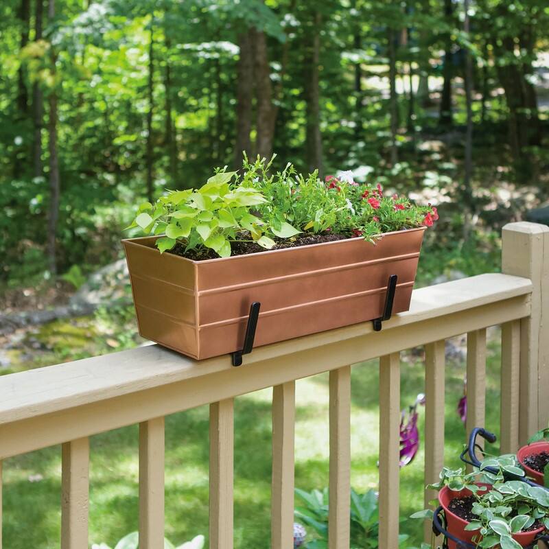 Achla Designs 24" W Medium Galvanized Steel/Wrought Iron Indoor Outdoor Bloom Box Garden Growing Kit