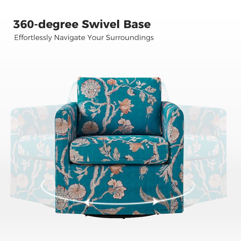 Erkenbald Modern Slipcovered Swivel Chair with Removable Cushion Set of 2 by HULALA HOME