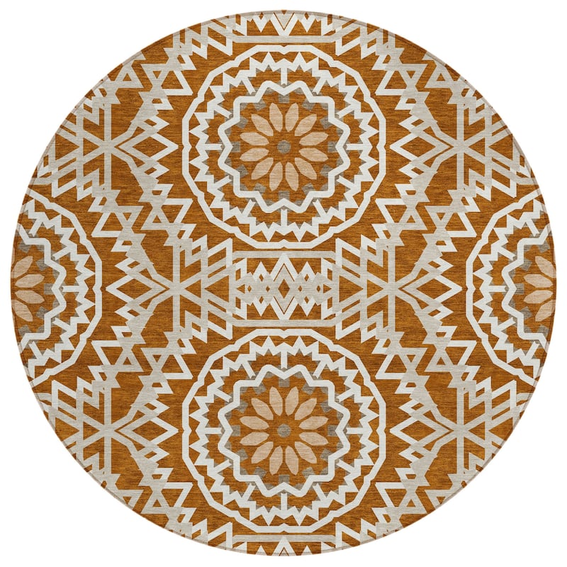 HomeRoots Floral Medallion Transitional Rectangle Outdoor Rug