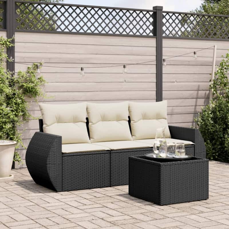 vidaXL Garden Sofa Set - Black and cream With table