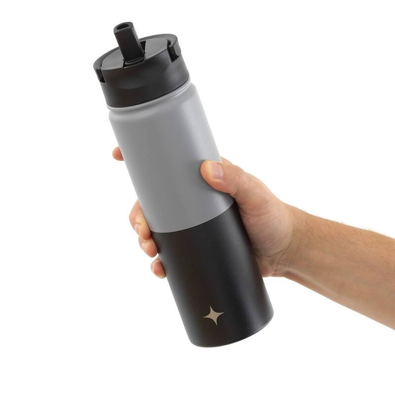 JoyJolt Triple Insulated Stainless Steel Water Bottle with Flip Lid & Sport Straw Lid - 22 oz