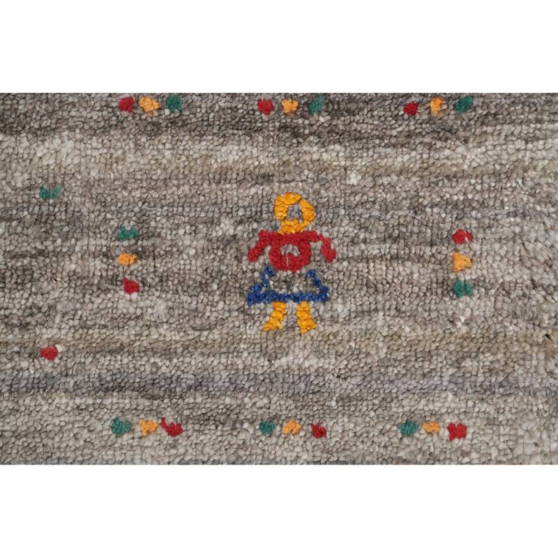 Hand Knotted Oriental Viscose Silk Carpet Tribal Animal Pictorial Greys & Charcoal Gabbeh Area Rug - 11' 8'' X 4' 11''
