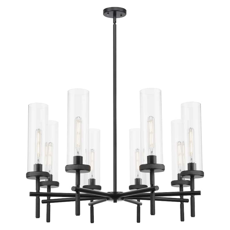 Innovations Lighting Downtown Urban - Lincoln - 8 Light 32" Stem Hung Chandlier - Clear/Matte Black