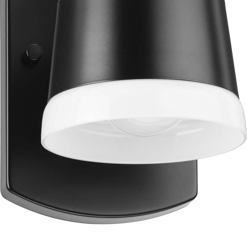 Haven Collection One-Light Matte Black Opal Glass Luxe Industrial Bath Light - 4.75 in x 6.75 in x 7.87 in