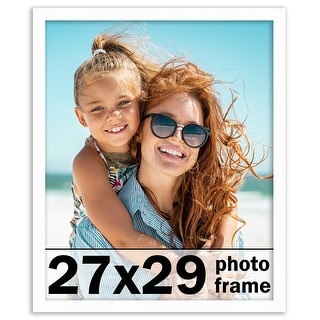 27x29 Frame White Solid Wood Picture Frame Includes UV Acrylic Shatter ...