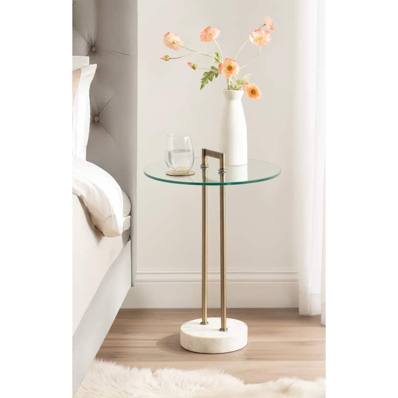 Kate and Laurel Cerullo Glass Metal and Marble Side Table
