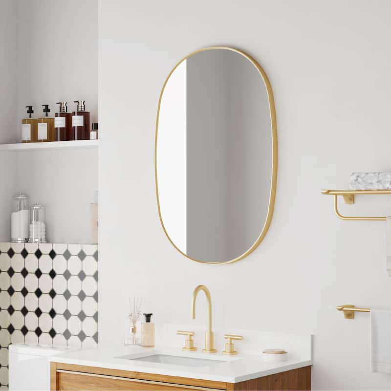 24 in. W x 36 in. H Bathroom Wall Mounted Oval Metal Framed Mirror - 24 in. W x 36 in. H
