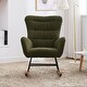 preview thumbnail 18 of 21, Teddy Upholstered Nursery Rocking Chair with High Backrest Dark Green