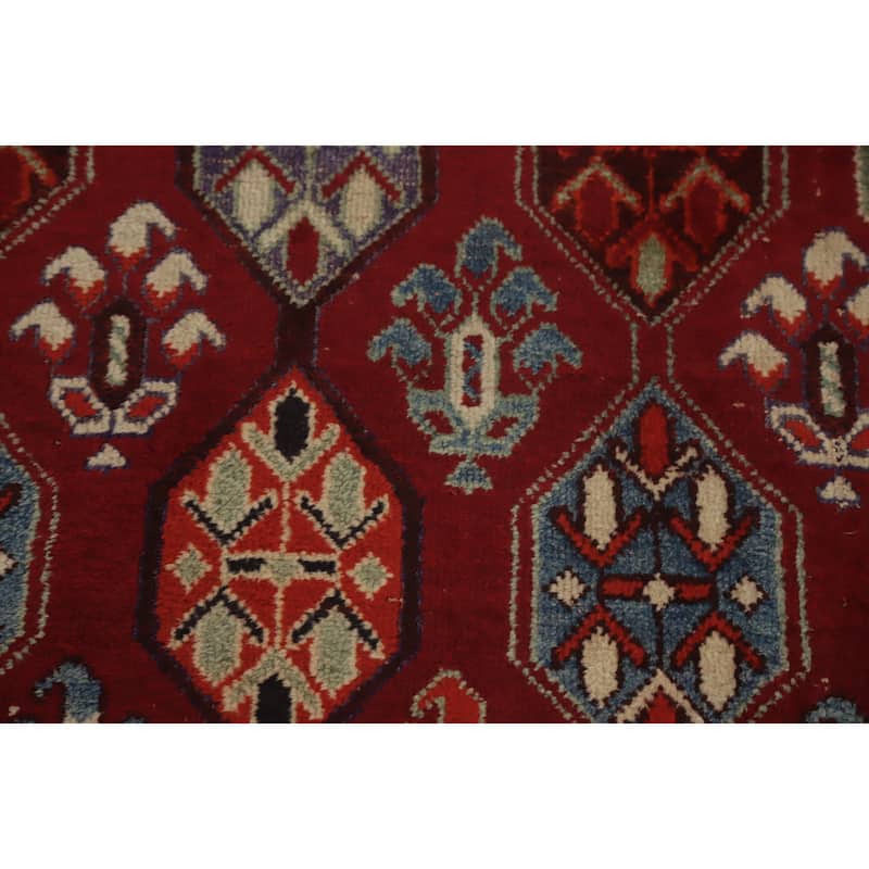 Hand Knotted Oriental 100% Wool Carpet Traditional All-Over Red Shiraz Area Rug - 9' 5'' X 6' 5''