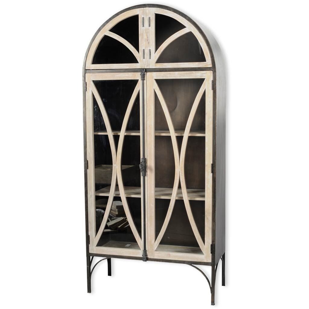 Shop Mercanaconstance I 84 H Light Brown Wood Dark Metal And Glass Door Display Cabinet 40 0l X 17 0w X 84 0h Overstock 16797714