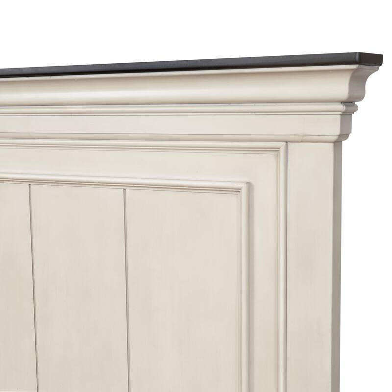 Linon Ellington Antique White and Brown King Bedroom Set