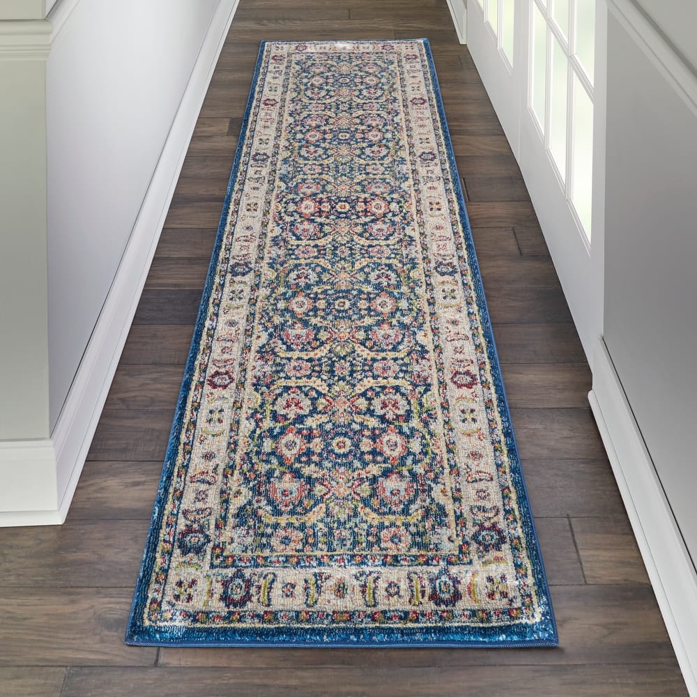 Porch & Den Grimson Vintage Navy Blue/Multicolor Persian Area Rug