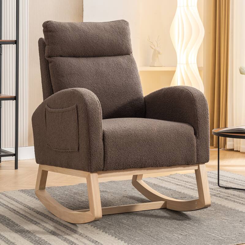 Teddy Fabric Rocking Chair with Right Pocket