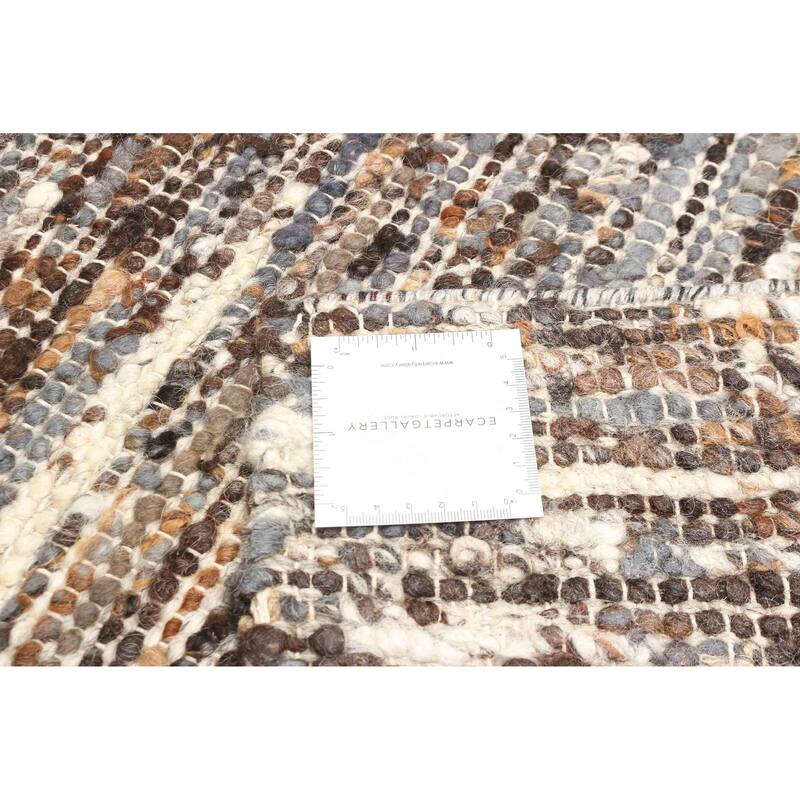 ECARPETGALLERY Braid weave Sienna Brown Wool Rug - 6'1 x 9'1