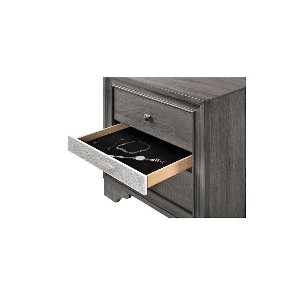 Smokey Walnut and Coffee Bean 2-Drawer Nightstand - Contemporary Bedside Storage Solution