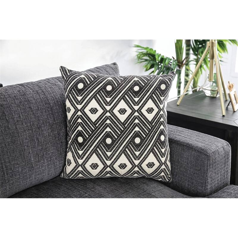 Large L-Shaped Chenille Upholstered Sectional Sofa in Gray