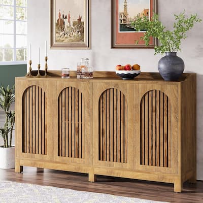 Sideboard Buffet Cabinet, 57 Inches Farmhouse Storage Cabinet with Shutter Doors and Adjustable Shelf