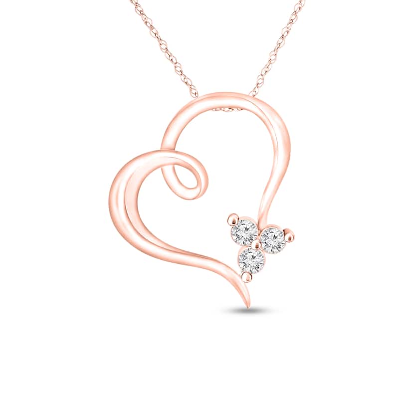 1/15 Cttw Natural Diamond 14KT Pink Gold Pendant