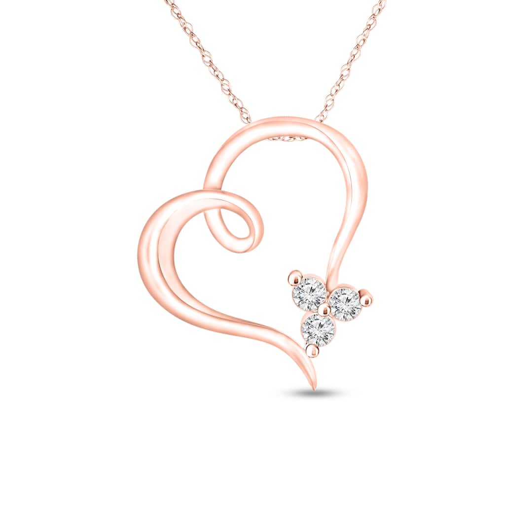 1/15 Cttw Natural Diamond 14KT Pink Gold Pendant