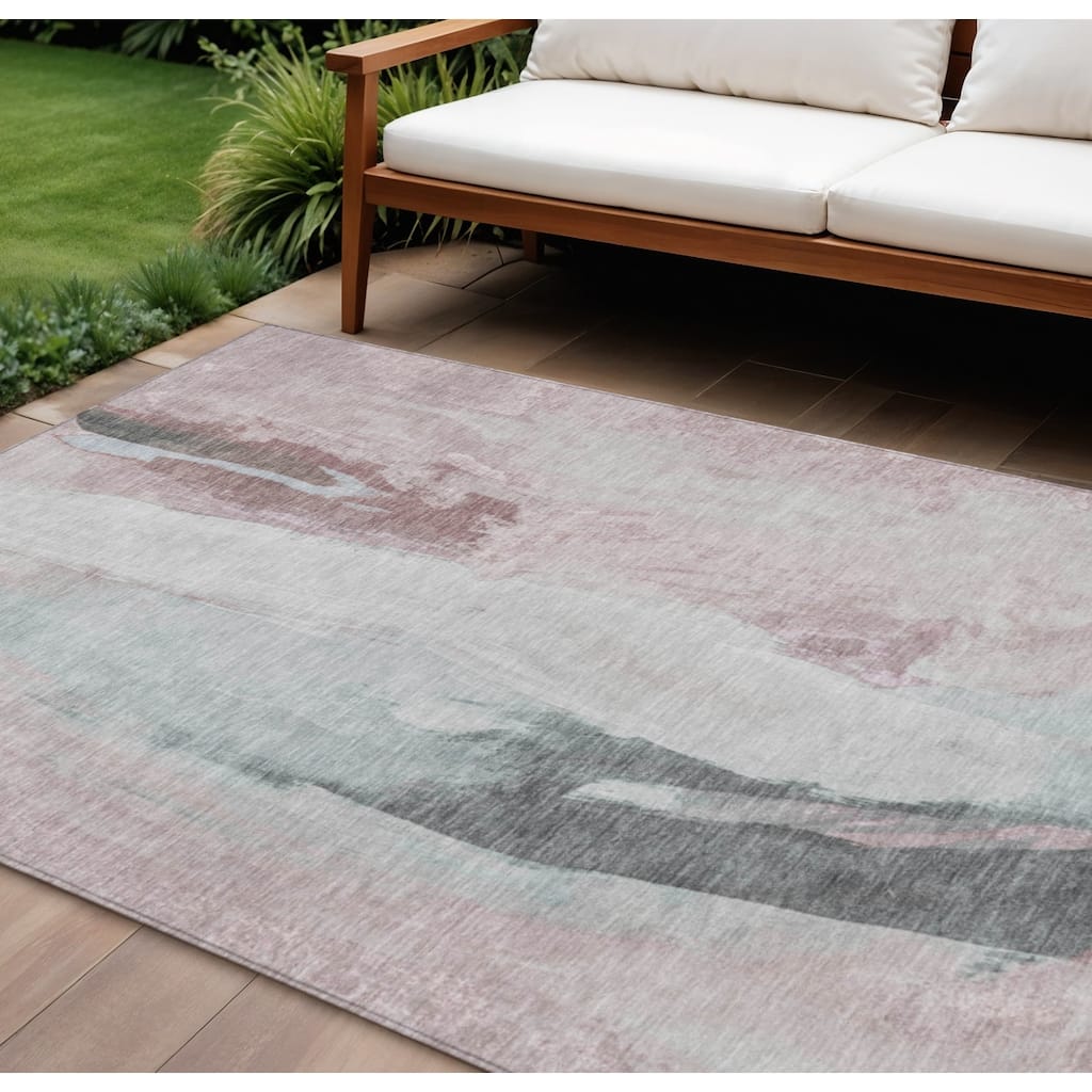 HomeRoots Abstract Transitional Rectangle Outdoor Rug