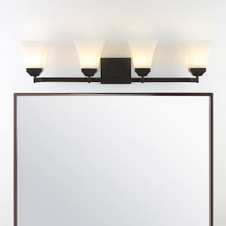 Staunton Iron/Glass Modern Cottage LED Vanity Light, Oil Rubbed Bronze by JONATHAN Y