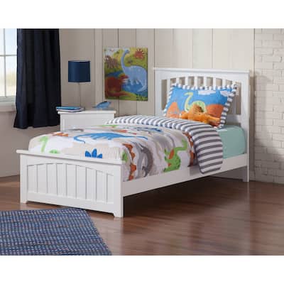 Mission Twin Foundation Bed Frame with Matching Footboard in White