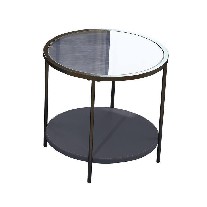 Corvus Matura 21-inch Round Glass End Table With Storage