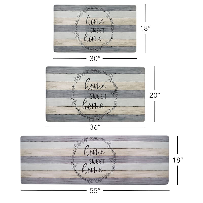 SoHome Cozy Living Home Sweet Home Modern Farmhouse Anti-Fatigue Kitchen Mat, Grey/Beige