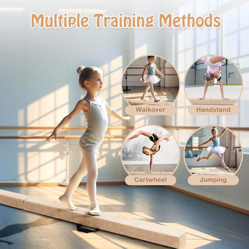 Costway 8 FT Folding Gymnastic Beam with Anti-slip Base Pine Wood - See Details