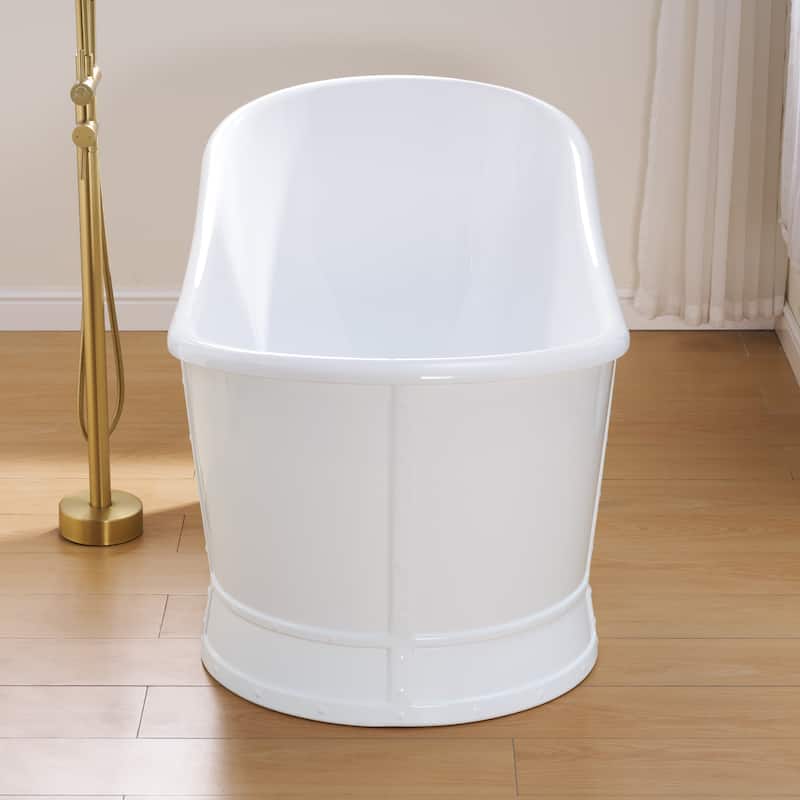 66'' W,69 GALLONS Freestanding Acrylic Soaking Bathtub With Drain And Overflow Holes