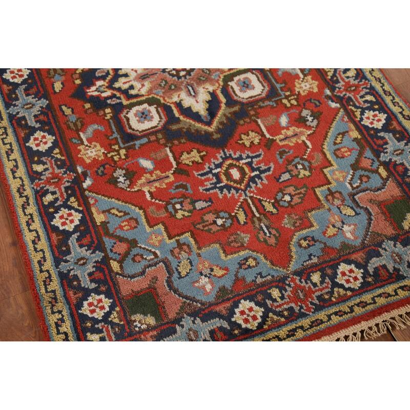 Geometric Heriz Serapi Oriental Accent Rug Handmade Wool Carpet - 3'0"x 4'10"