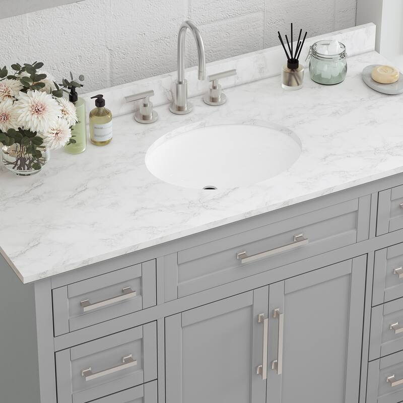 Bathroom Vanity with Marble Countertop without Mirror
