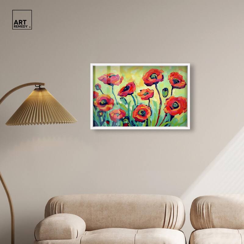 Red Poppy Field I Shadowbox by Art Remedy