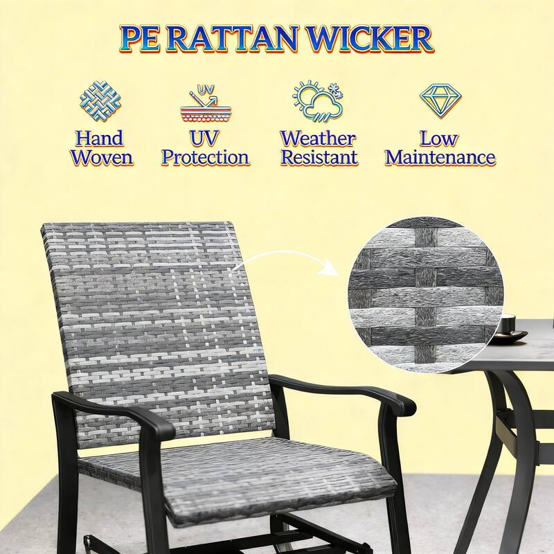 GDFStudio - Sebastian Outdoor Wicker Swivel Glider Chair Set of 2