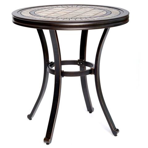 28"round in Bistro Table with a sophisticated tile-top design - N/A