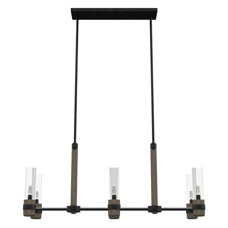 Hunter River Mill 6-Light Rustic Linear Chandelier - Island, Dining Room - Mountain, Modern Farmhouse, Transitional