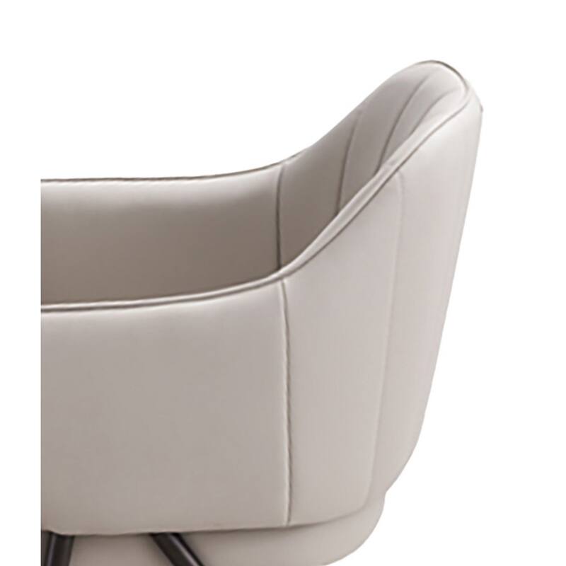 Sem 24 Inch Dining Chair Set of 2, Curved Padded, Tufted Taupe Faux Leather