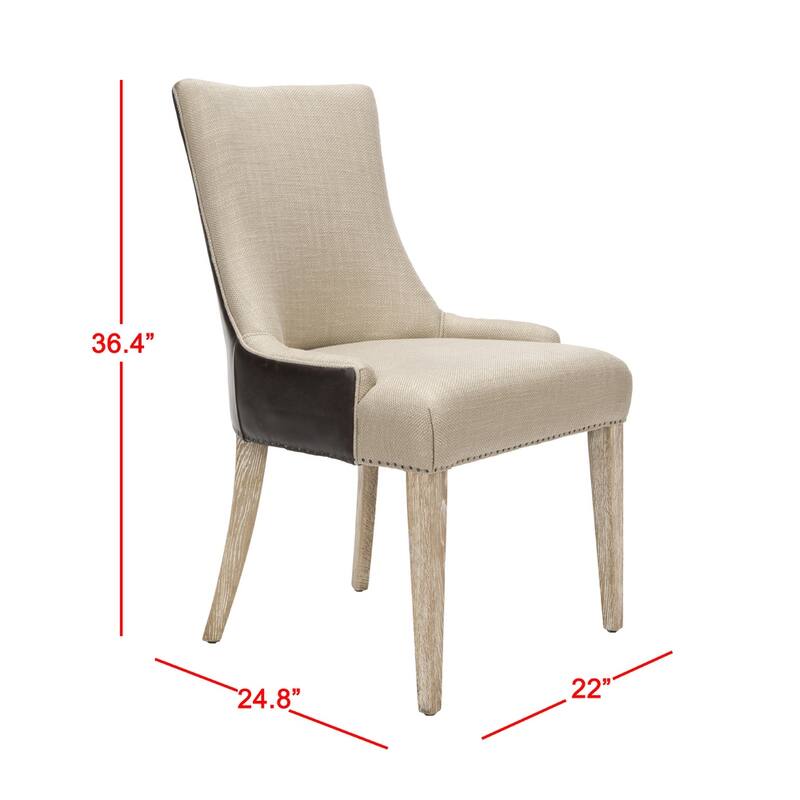 SAFAVIEH Brittney Beige Linen Dining Chair - 22" x 24.8" x 36.4" - 22"Wx25"Dx36"H